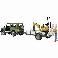 Land Rover w Trailer, JCB Micro Exc. and Worker 