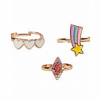 Boutique Heart Star Rings, 3 Pcs