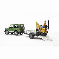 Land Rover w Trailer, JCB Micro Exc. and Worker 