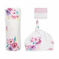 Hello World Hat & Swaddle Set - Posies