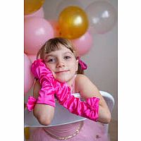 Princess Gloves with Bow, Hot Pink
