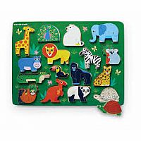 16pc Wood Zoo Playset & Puzzle